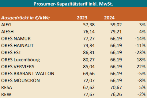 Prosumer-Kapazitätstarif 2023-2024